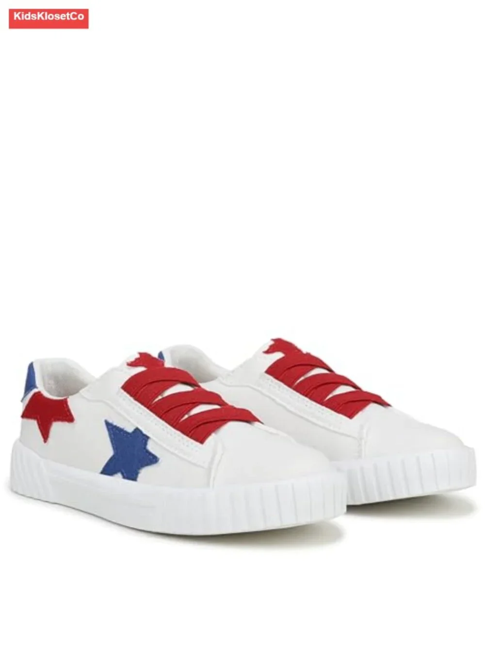 Girls Canvas Slip-On Sneakers Star Accents Cushioned EVA Sole